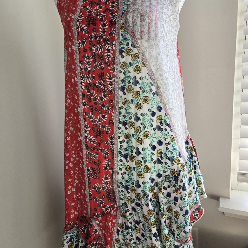 Madame Size L Floral Patchwork Aysemetrical Ruffle Hem Maxi Dress - Picture 7 of 16